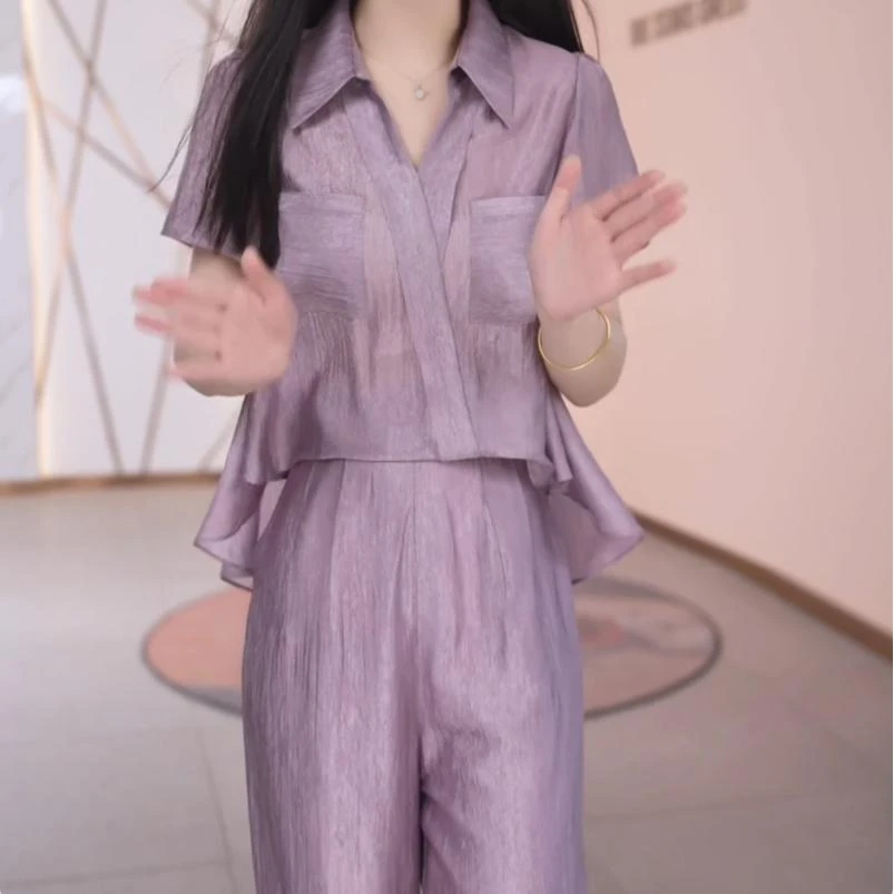 ①【两件套】夏季时尚女神修身洋气宽松气质休闲百搭显瘦减龄女套装