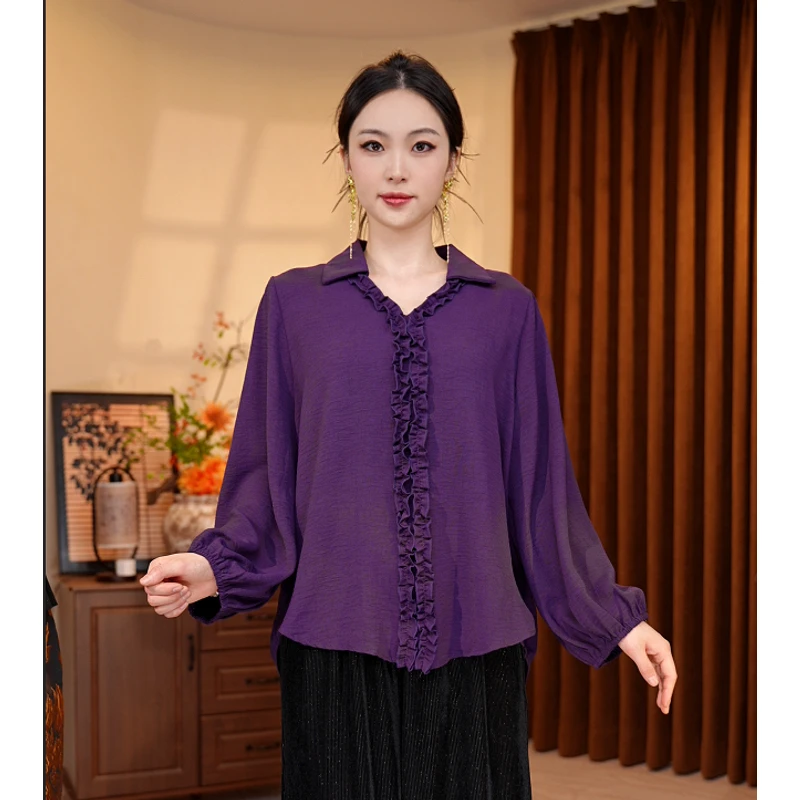 101/四季通用时尚潮流上衣提花中国风女士翻领衬衫常规款