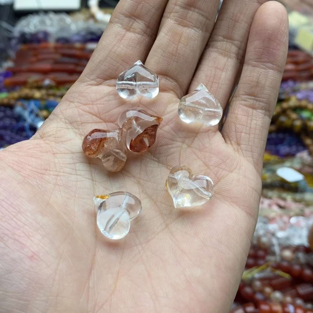 未镶嵌玛瑙/玉髓珠宝半成品一颗天然13×15胶花水晶皮桃