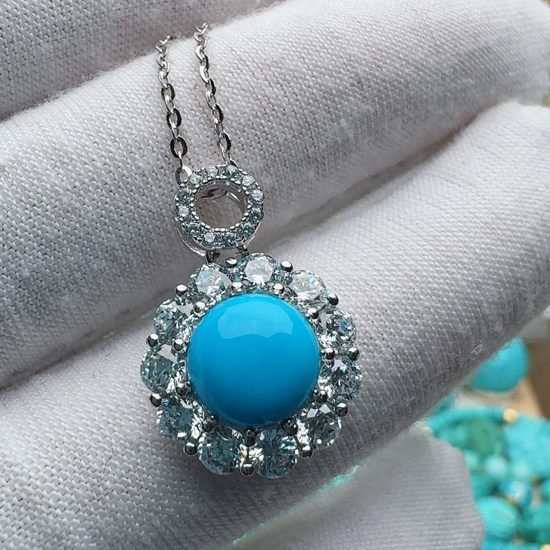 绿松石银S925镶嵌颈饰