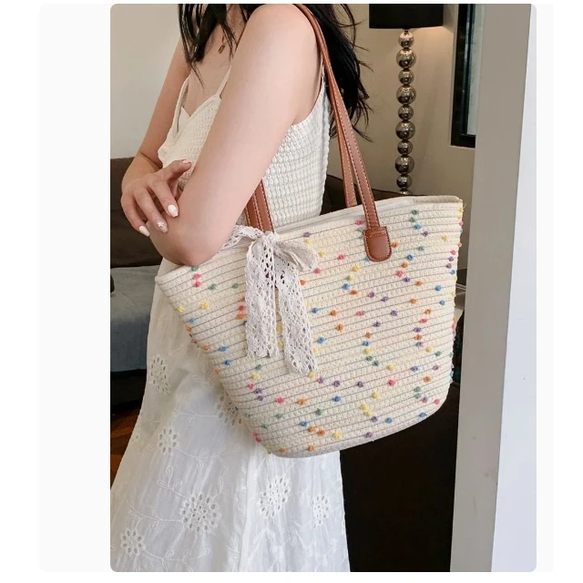 草编夏季海边度假沙滩包单肩通勤托特包n