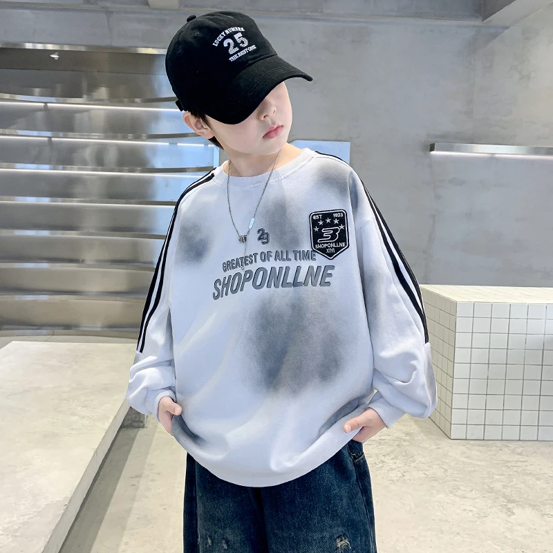 男童春秋撞色美式机车运动卫衣2025新款儿童男孩秋季酷帅宽松上衣