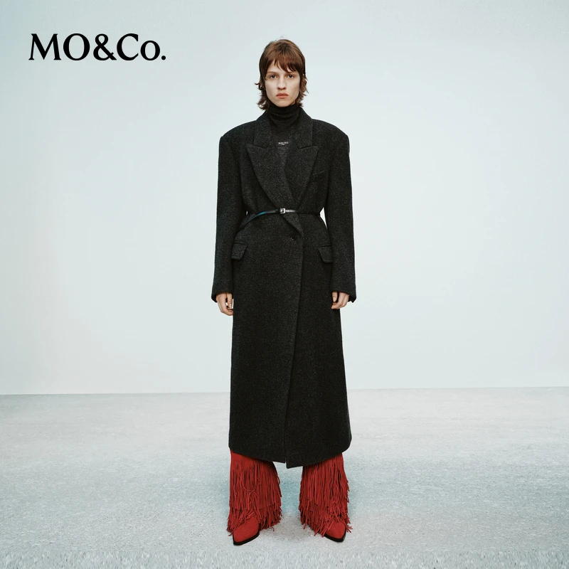 MOCO大衣RECTO设计师联名冬绵羊毛羊驼毛外套MBD4OVC017