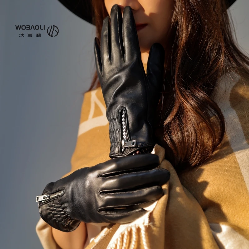 小羊皮真皮手套女2025新款可触屏时尚开车骑车薄款秋冬季加绒加厚