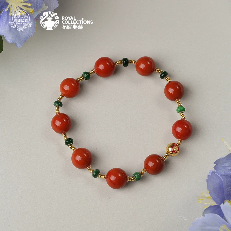 布达拉宫南红翡翠手串素圈百搭时尚民族风
