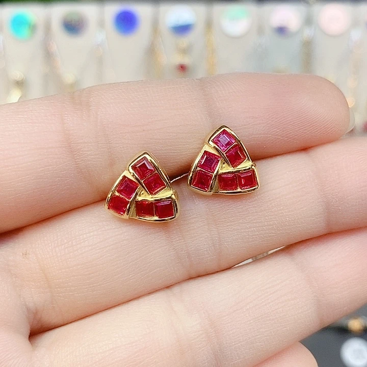 耳饰红宝石银S925镶嵌