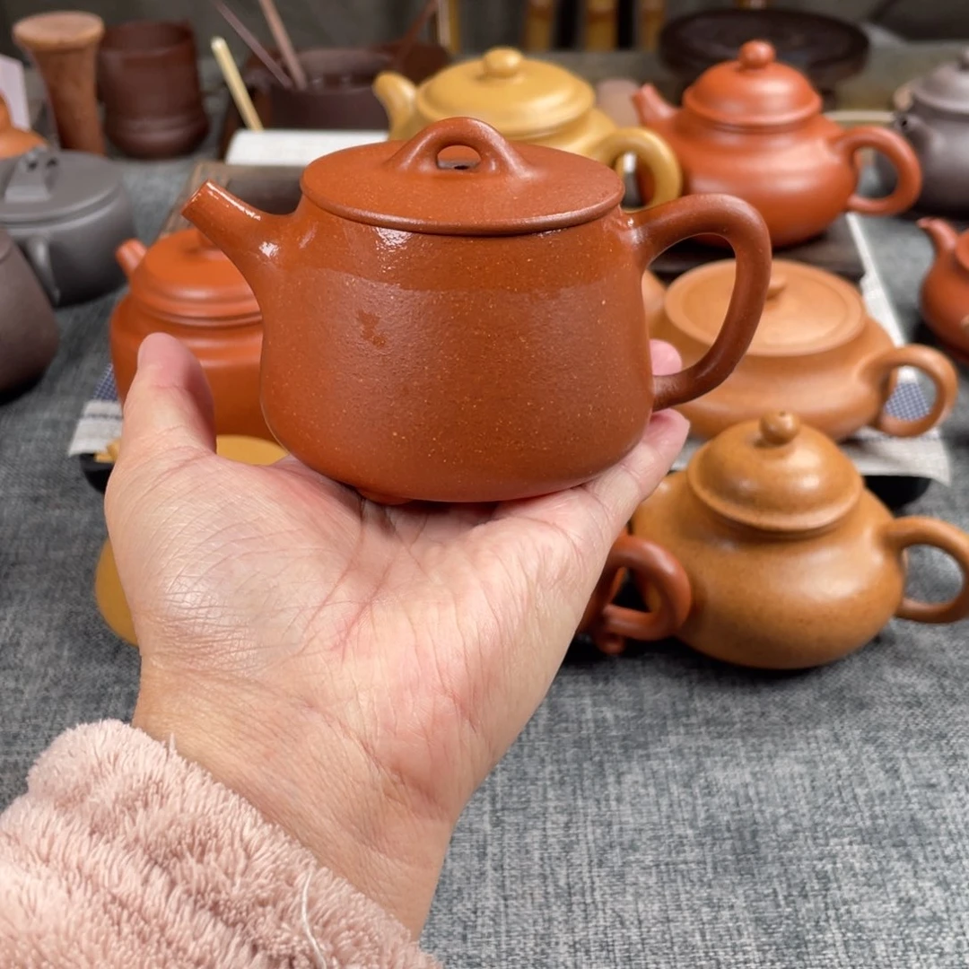 紫砂茶壶红降坡高石瓢全手40目190