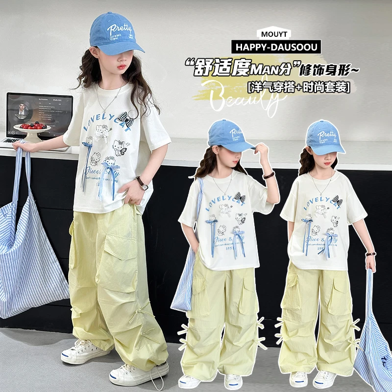 2025新款女童个性两件套夏日简约中大童时尚洋气宽松休闲潮流韩版