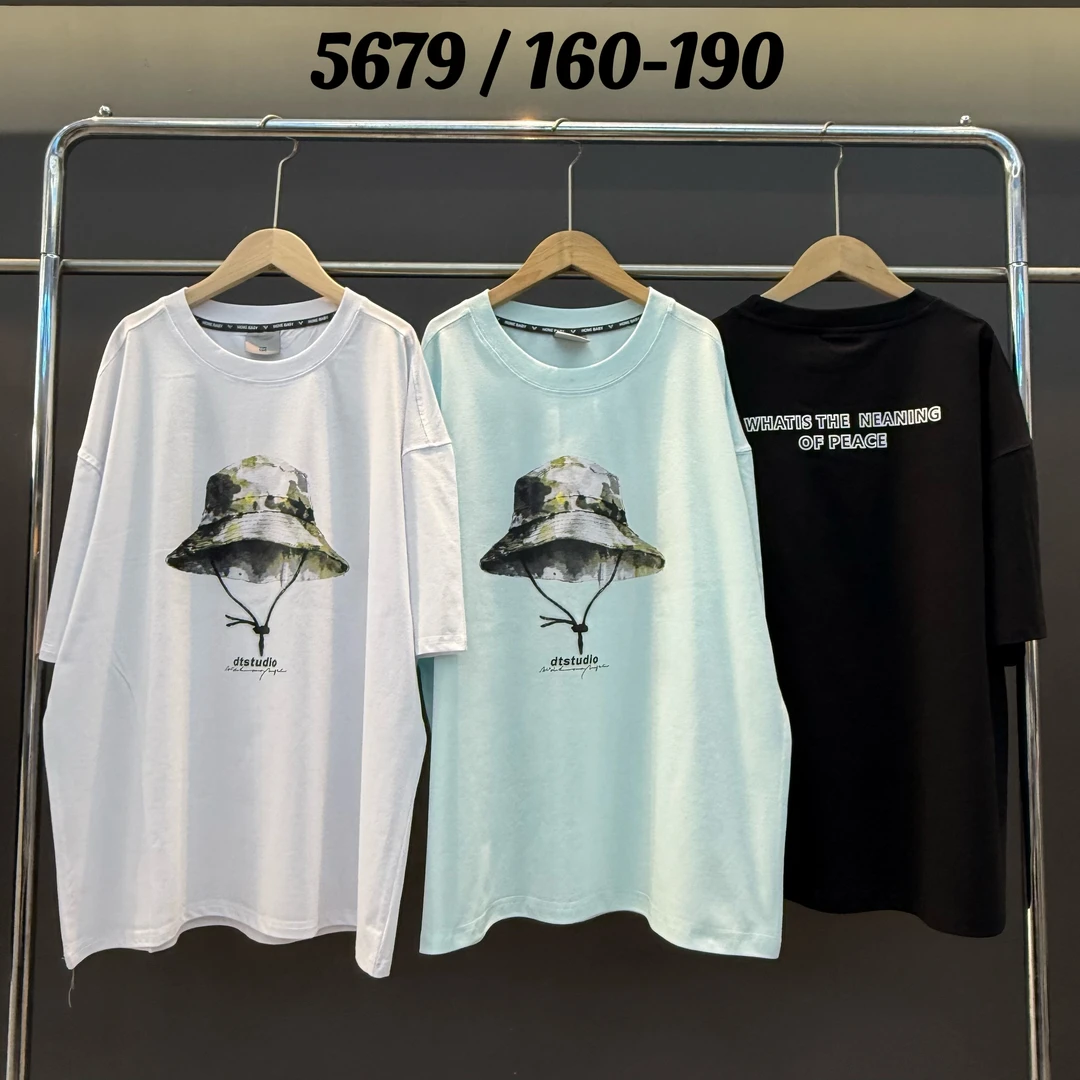 【5679-蓝色】青少年夏季潮品圆领T恤