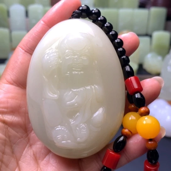 石材方解石手把件