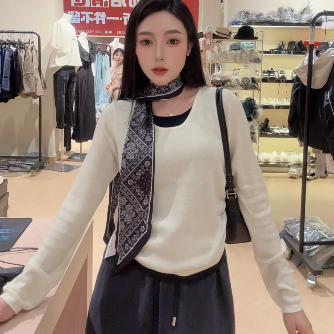 【海岛简爱】拼接常规休闲风针织衫7734