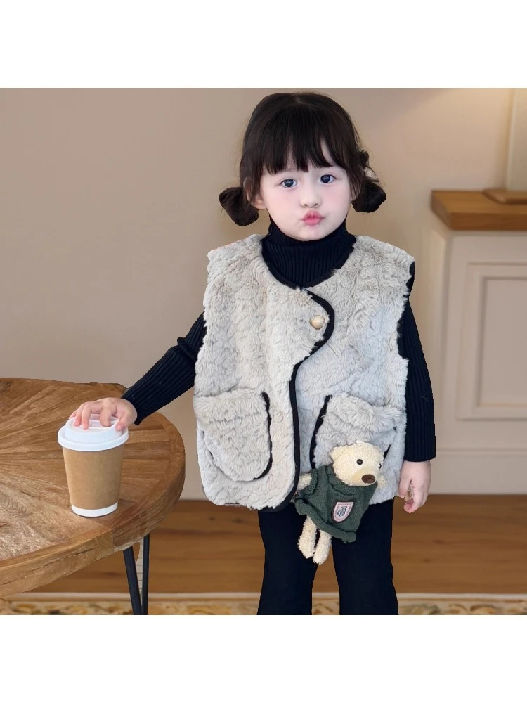 秋冬女童洋气可爱马甲宝宝背心坎肩女孩保暖外套儿童户外双面12岁