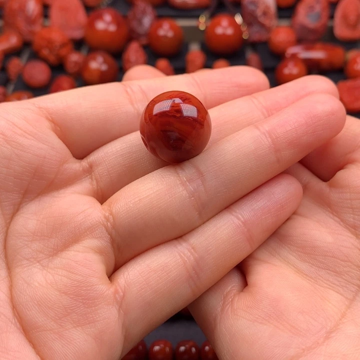 南红玛瑙未镶嵌火焰纹圆珠单珠17.9MM
