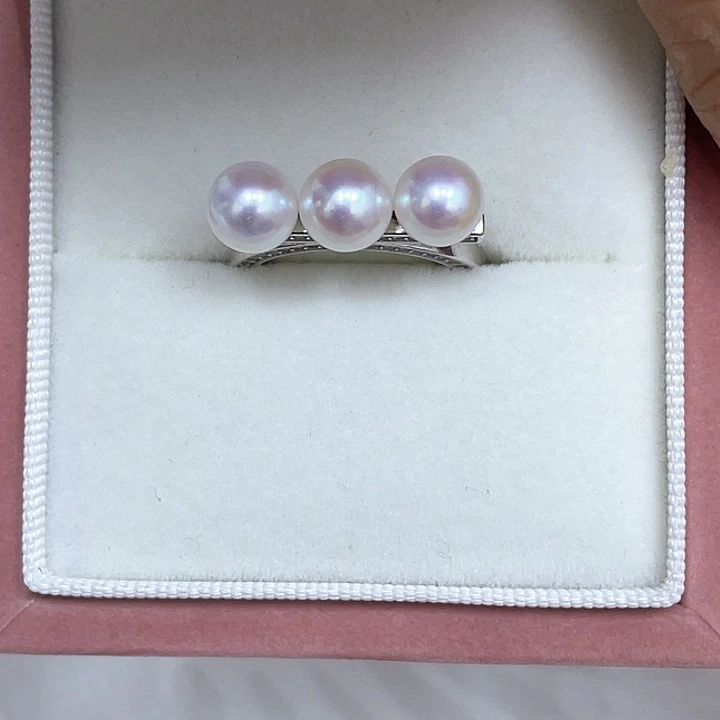 戒指银S925镶嵌淡水珍珠