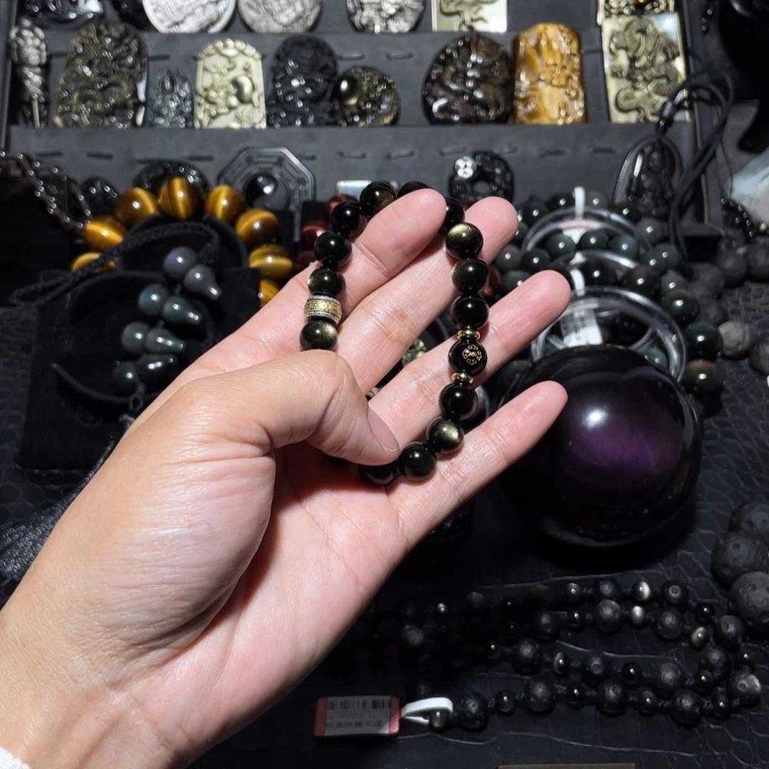 黑曜岩手链未镶嵌百**赢