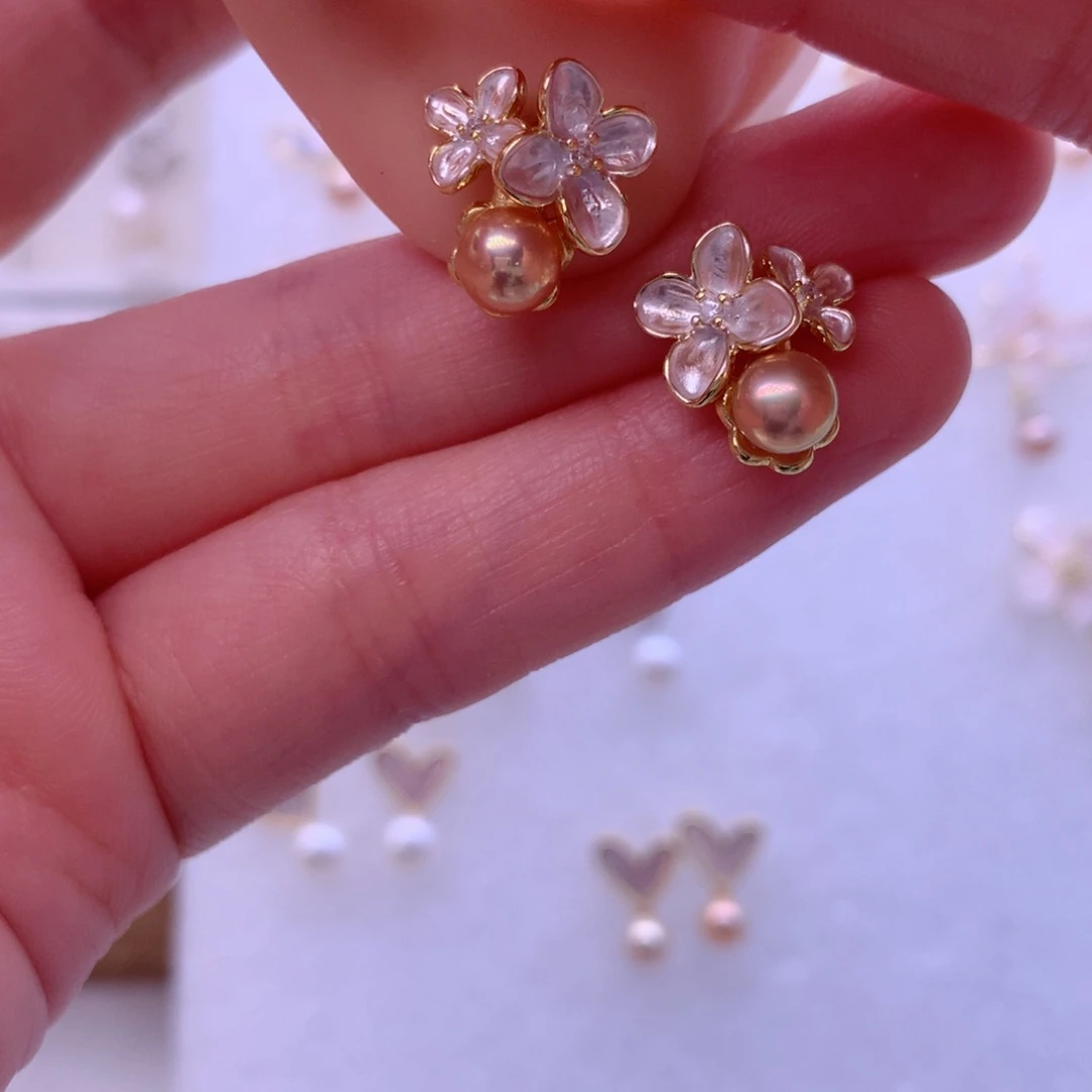 合金淡水珍珠耳饰