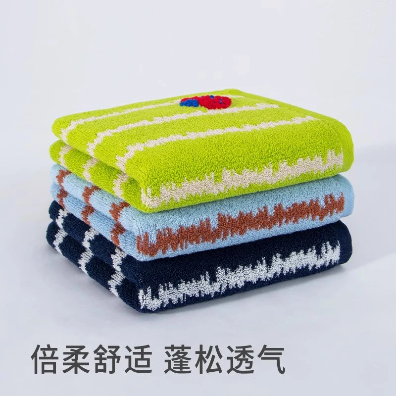 斜月三星鲜果系列毛巾透气柔软吸水速干家用面巾成人学生适用