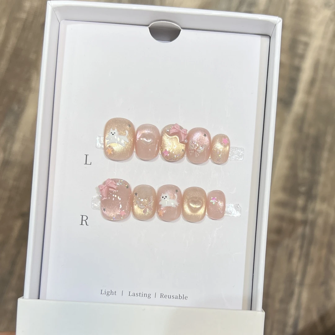 高级感穿戴甲【喵语】纯手工穿戴甲短款可爱风猫眼美甲美甲穿戴甲片