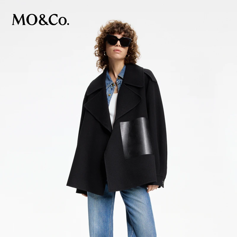 【赵老板专属】【美丽诺绵羊毛】MOCO春机车扣斜襟斗篷外套MBD1COT001