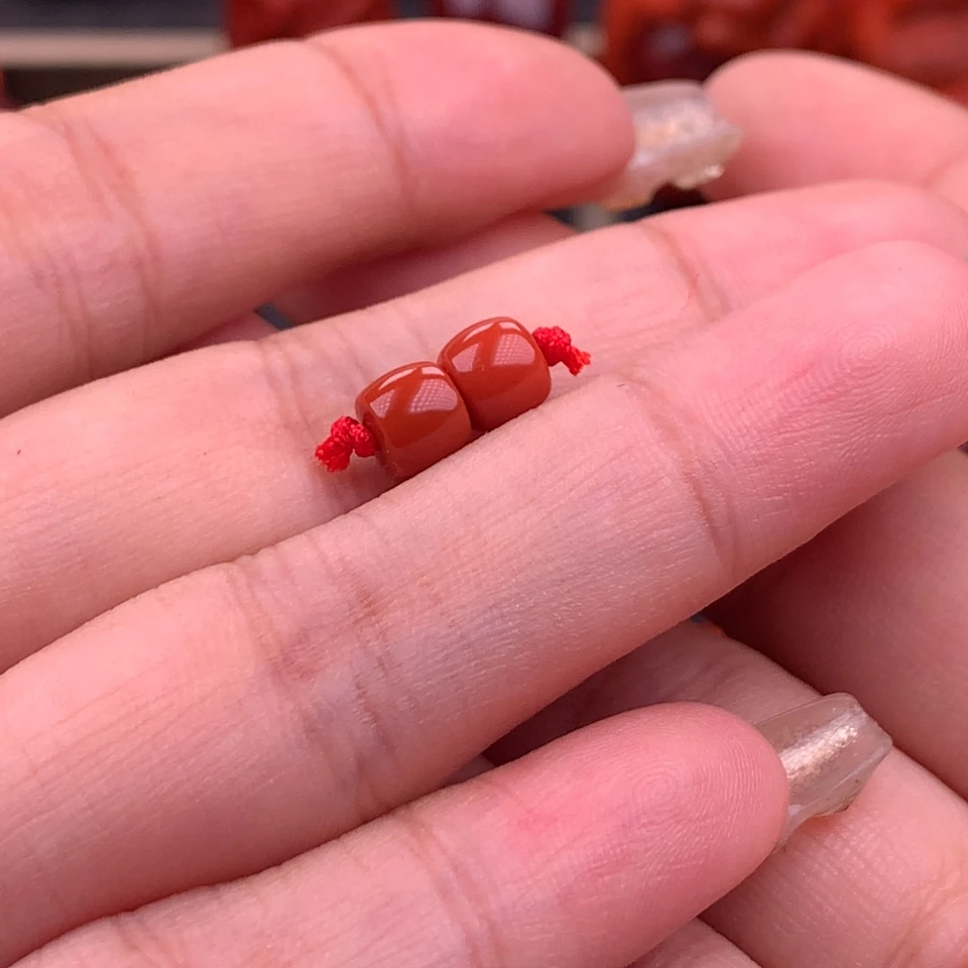 南红玛瑙南红川料直切对珠6.2mm未镶嵌