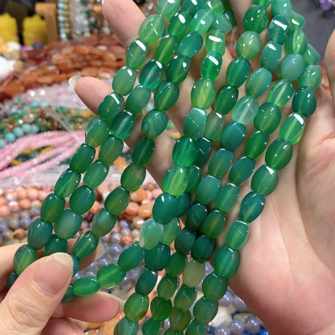 玛瑙/玉髓未镶嵌珠宝半成品绿玛瑙扭珠一条卡8*12mm