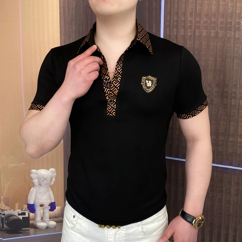 2025夏金黑金富豪男士Polo衫男士翻领轻奢时尚休闲夏季半袖潮流