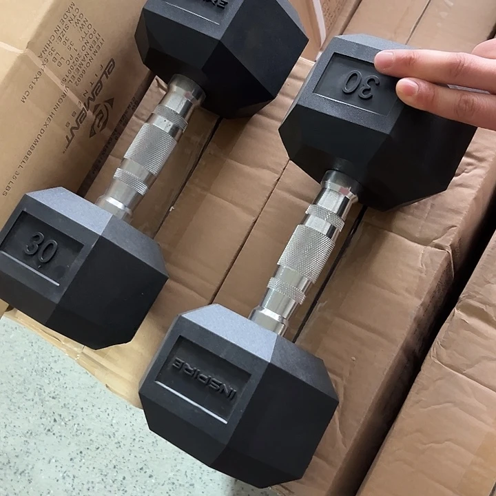 全新六角实心铁13.5哑铃一对