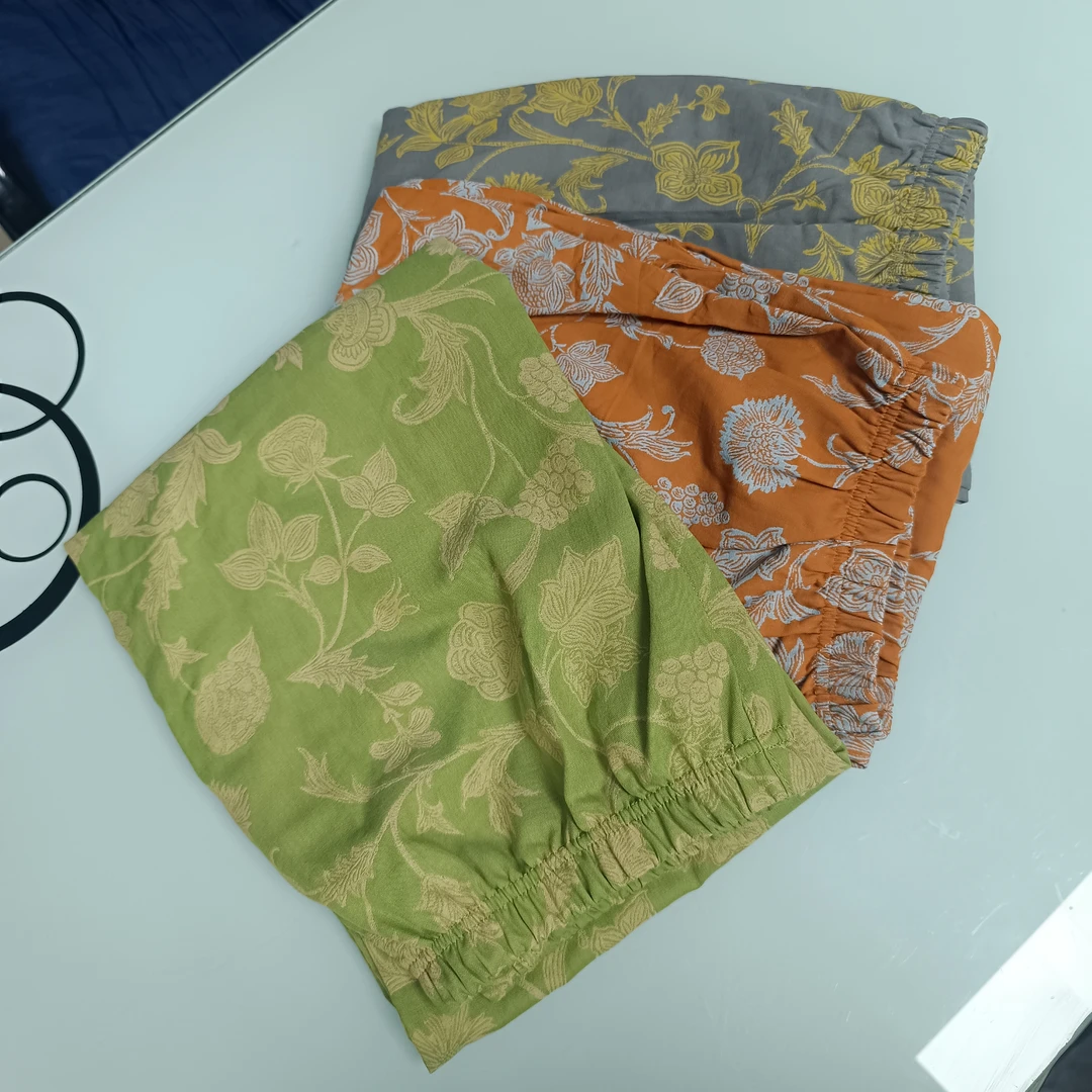 K102尾单【纯棉双层纱】雪绒花女裤宽松简约居家裤百搭松紧腰直筒裤