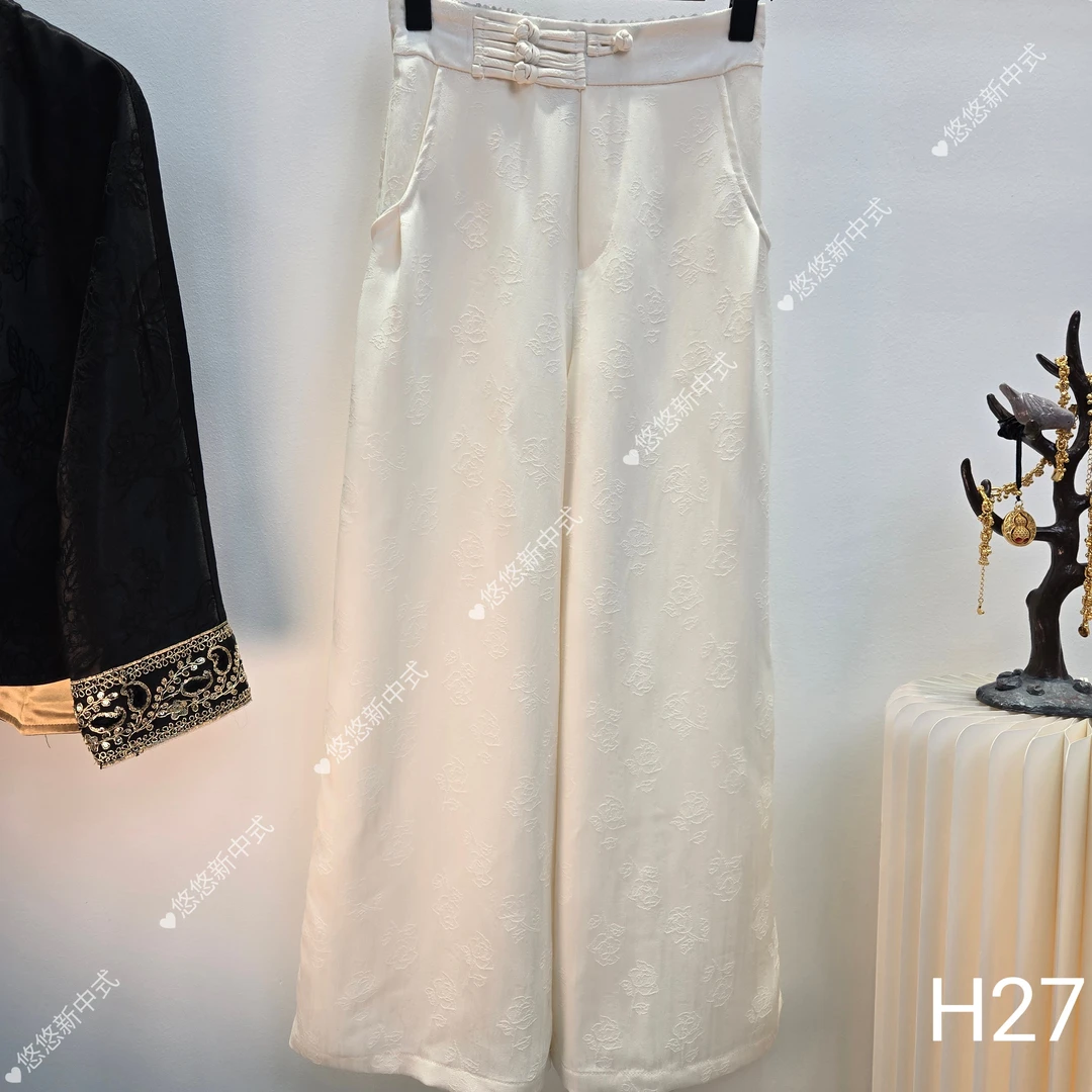 【悠悠】新中式国风休闲提花长裤（H27）