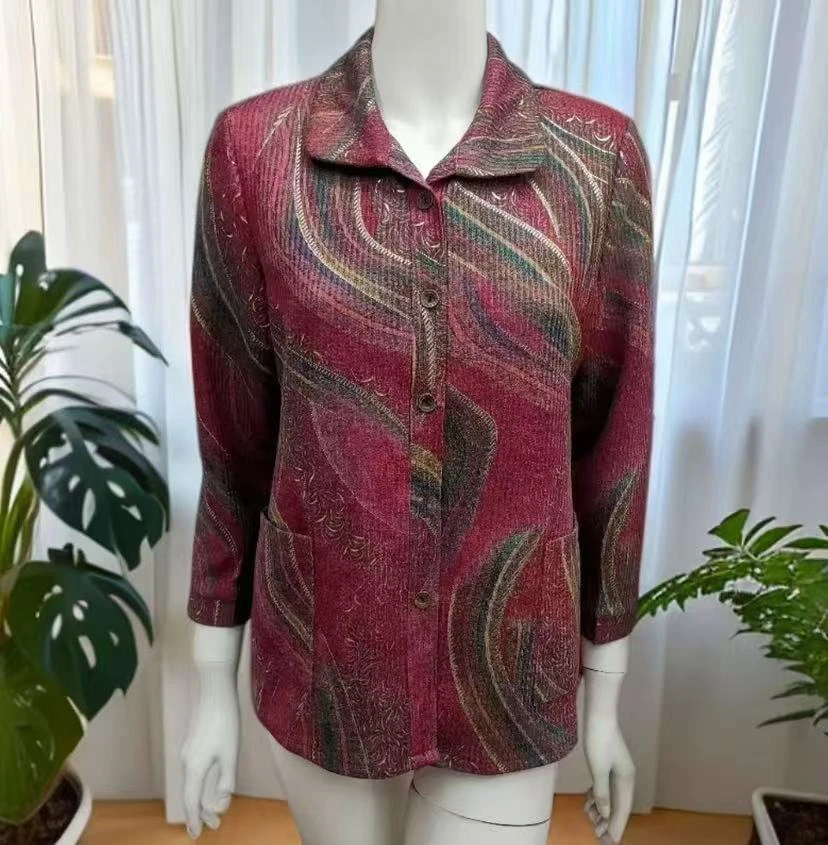 老年人奶奶装春秋长袖衬衫春秋老太太衣服洋气衬衣