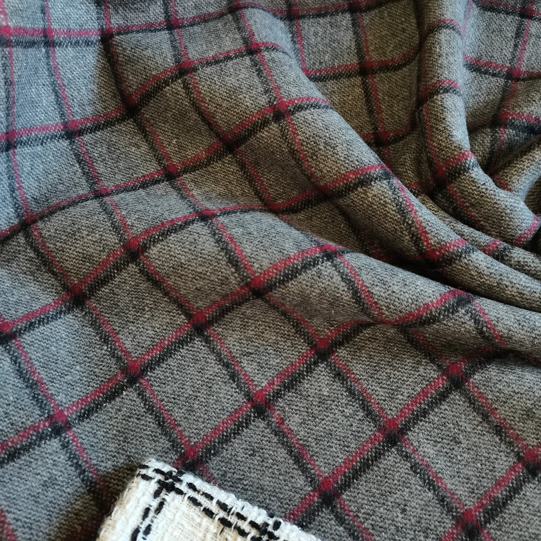 新款格子毛呢外套面料垂感十足水洗不缩水大衣风衣了裤子裙子布料
