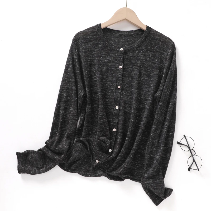 S·Y·C【幽夜星芒】亚麻圆领长袖针织开衫