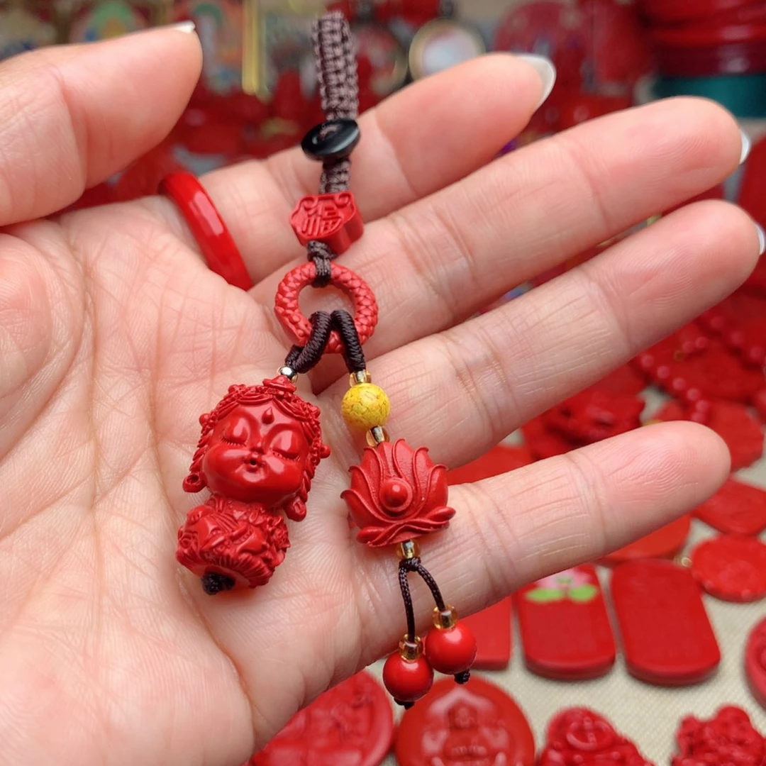 天然辰砂工艺品朱砂钥匙扣