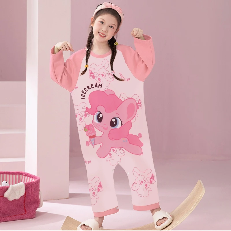 春秋儿童连体睡衣100%全棉儿童睡衣小马宝莉女童宝宝连身睡袋薄款