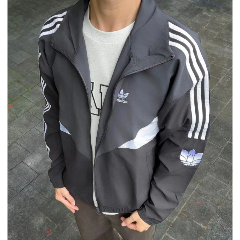 【商场同款】春秋款立领夹克男女同款情侣宽松休闲外套莲花刺绣风衣
