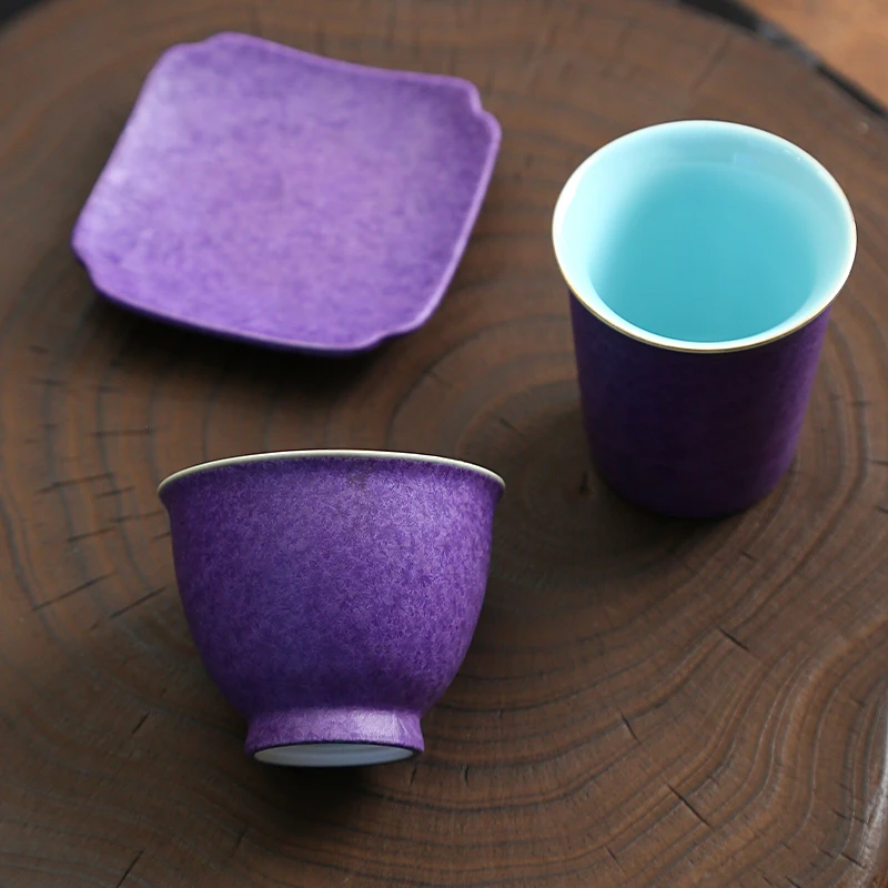 紫色结晶釉茶杯防烫品茗杯茶具喝水杯高档送礼精致豪华贵气