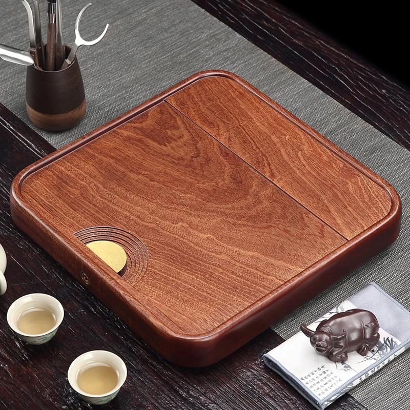 花梨木方形茶盘干泡小茶台家用整块实木功夫茶具简约红木茶托茶海
