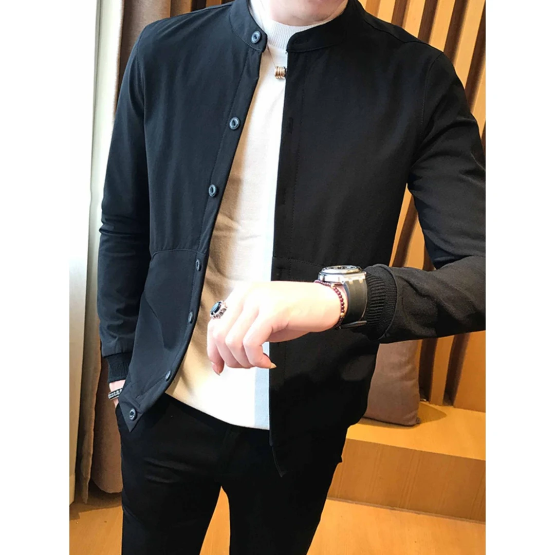 春秋季新款外套新中式轻国风衣服潮流百搭男装韩版修身网红夹克男