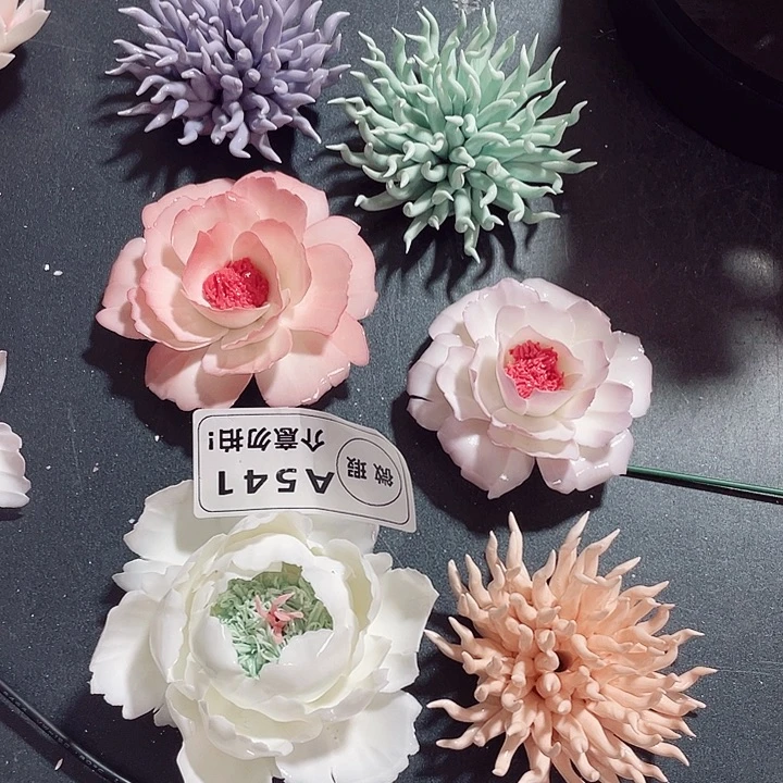 瓷片纯陶瓷手工捏花