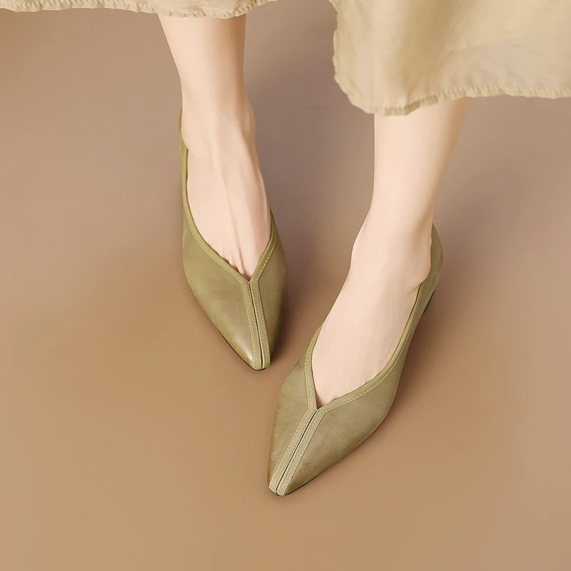 3.5CM，牛皮浅口中跟单鞋低跟跟鞋女鞋粗跟网女式浅口低跟通勤单鞋