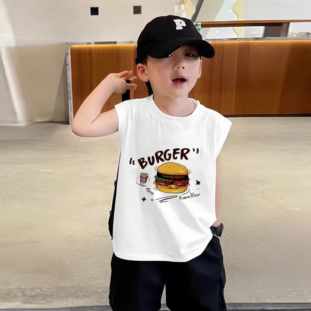 男童夏季纯棉无袖坎肩薄款夏装中大童新款2025年款衣服儿童背心