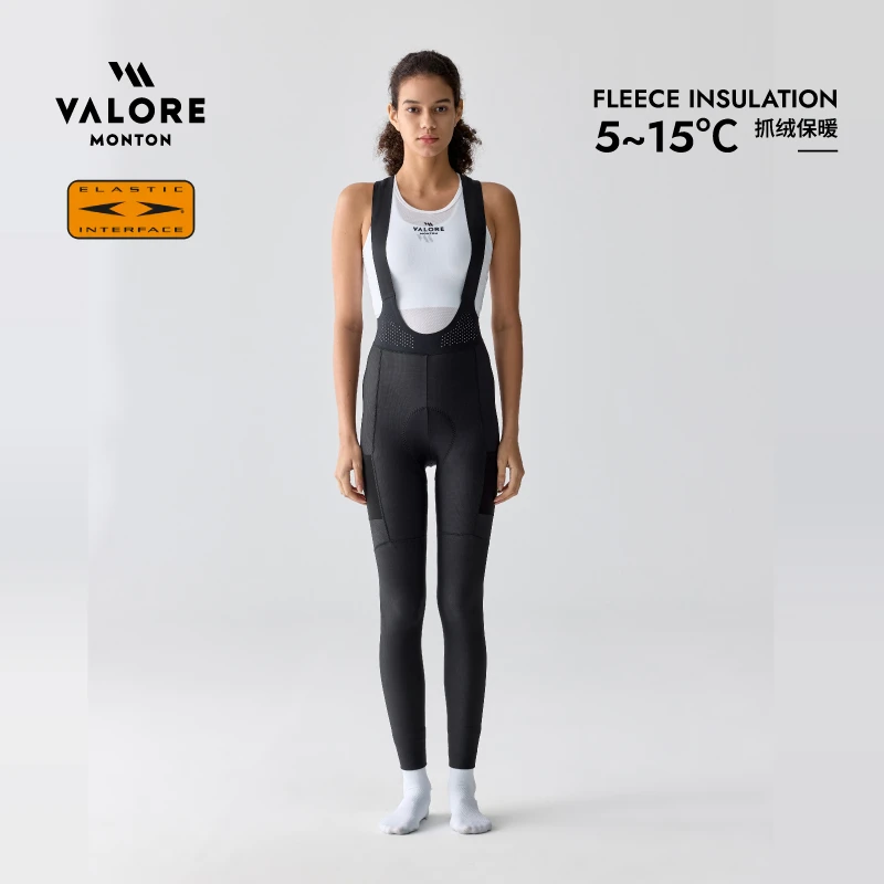 VALORE星动抓绒骑行背带长裤女双箭头坐垫防风保暖秋冬透气公路车