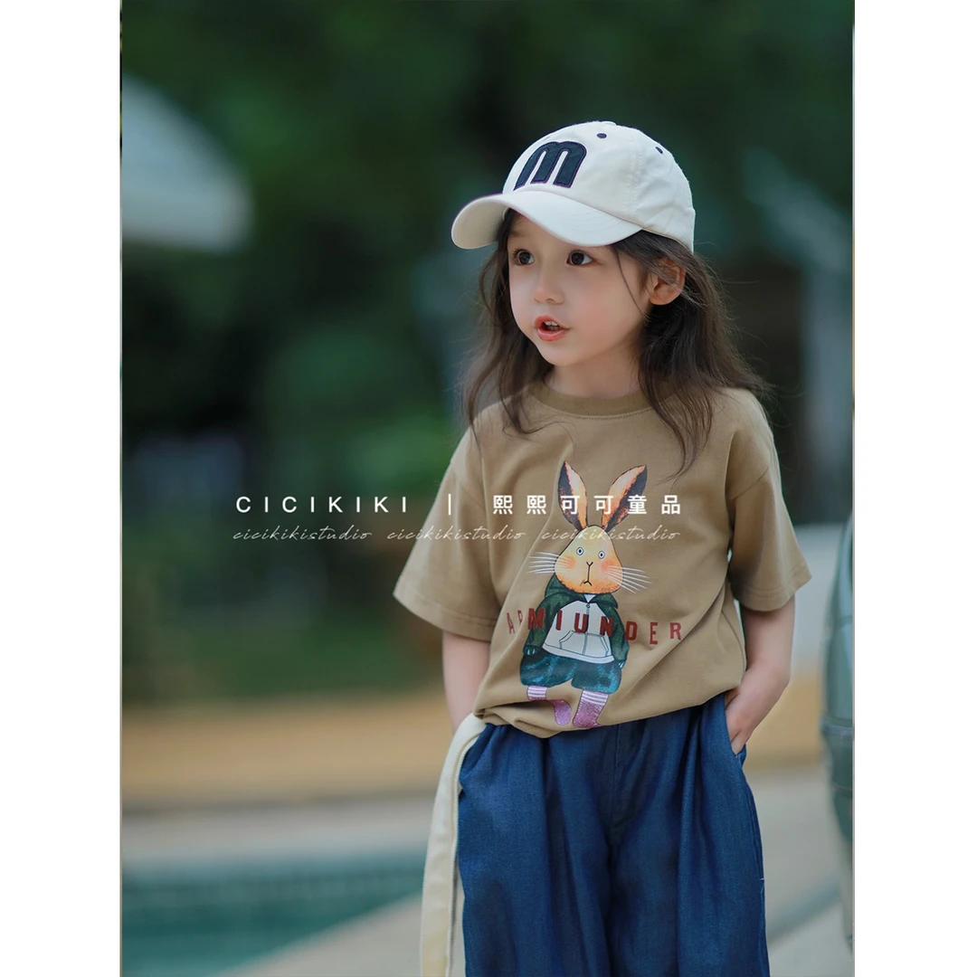 现货【呆萌兔兔】女童夏季新洋气棉质亲子印花T恤熙熙可可TX2327