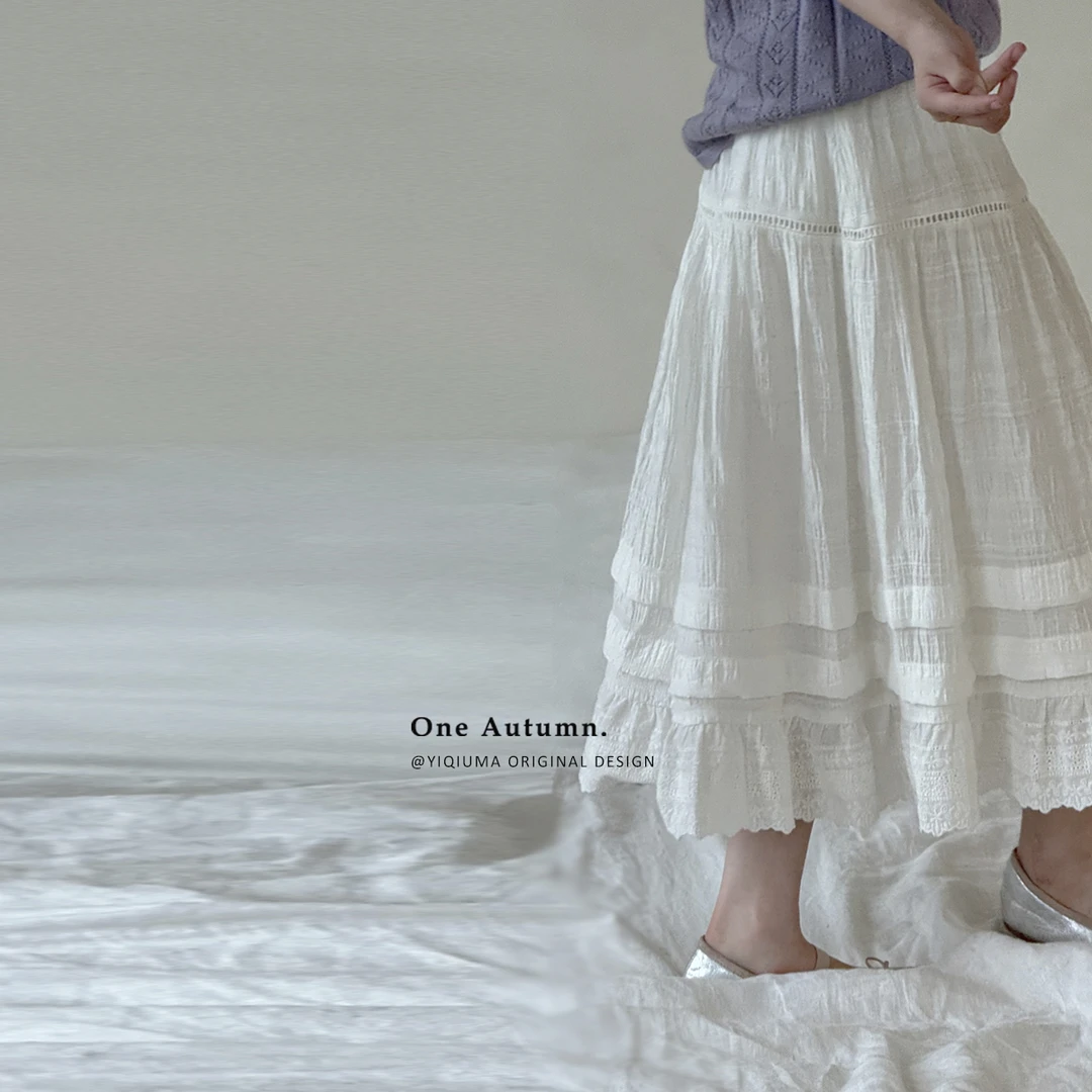 现货「麦麦秋.MAIMAIQIU」【苡禾】高腰显瘦荷叶边半裙女夏【GX770】