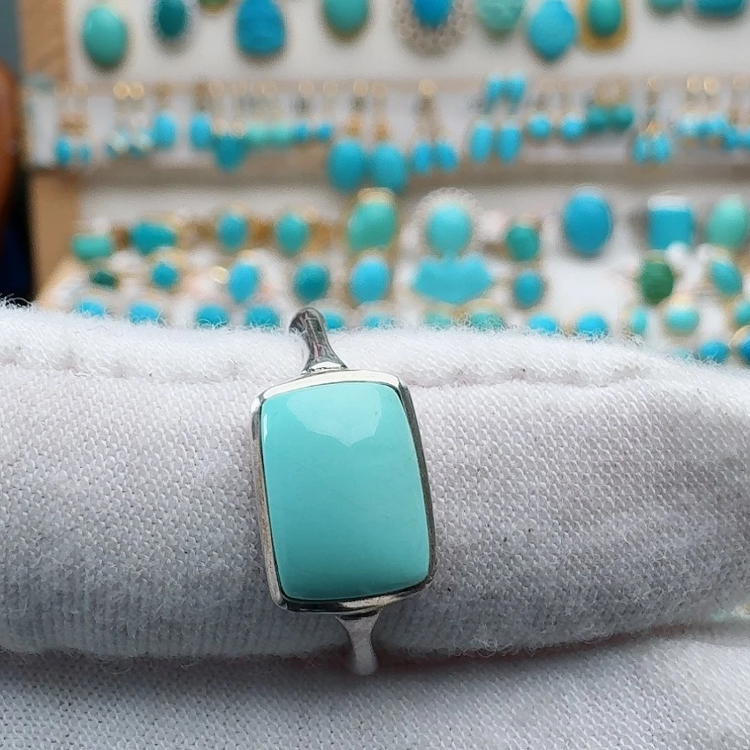 绿松石银S925镶嵌戒指