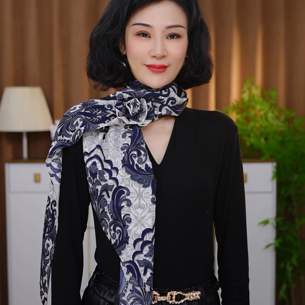 2025春款新品韩版牛奶丝花朵长巾丝巾