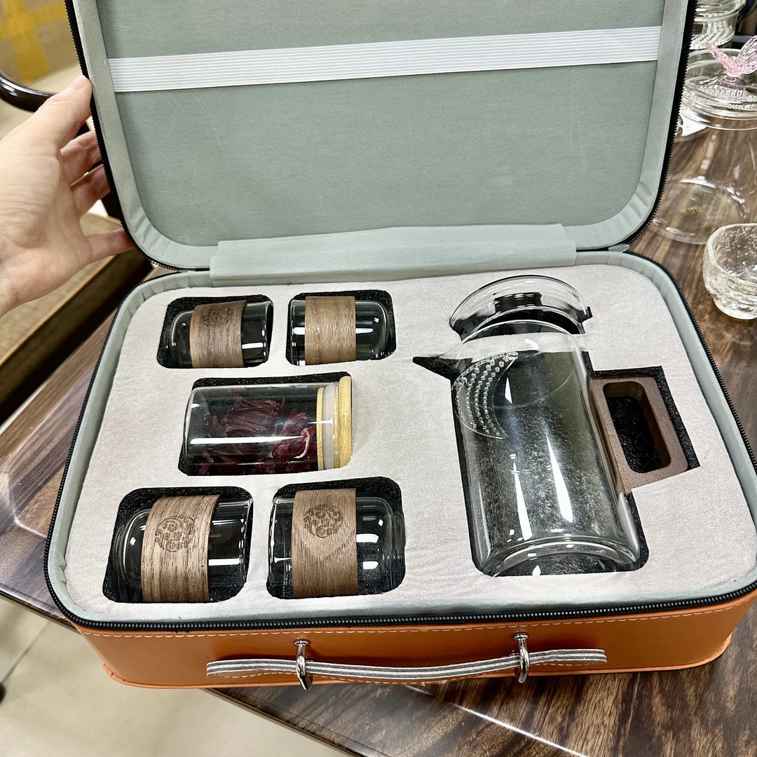 高硼硅玻璃茶具套装新款耐热玻璃户外便携旅行套具伴手礼品定制