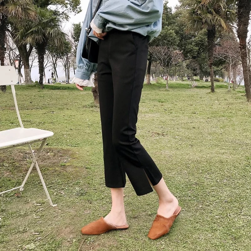 zui爱这条~七分裤女九分开叉微喇裤小个子八分显瘦休闲喇叭裤子