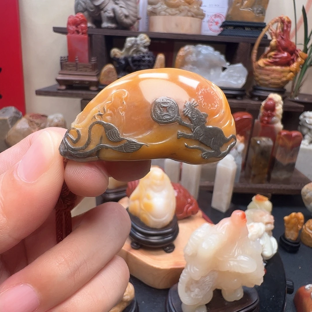 石材寿山石金狮峰石手工雕刻