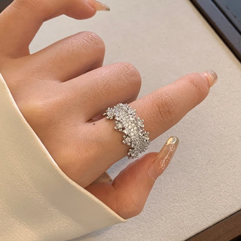 非金属合成锆石戒指 冷淡风锆石开口戒高级气质百搭戒指 0217-7